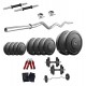 Body Maxx Home Gym Set (Rubber Plates, Dumbells Rods, Gloves, Gripper, 3 Feet EZ Curl Bar and Locks), 10 Kg 